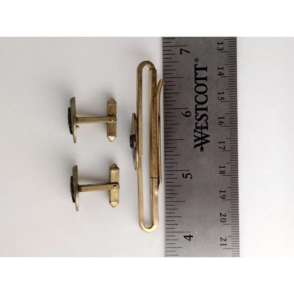 Vintage Anson Cufflinks & Lamode 10k 1/20 G.F. Tie Clip Set